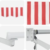 vidaXL avtomatska retraktibilna tenda rdeče in bele črte 350x250 cm | Shoptok.si