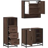 vidaXL 3-dijelni set kupaonskog namještaja boja smeđeg hrasta drveni | shoptok.hr