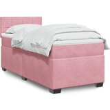 vidaXL Box spring postelja z vzmetnico roza 100x200 cm žamet | Shoptok.si