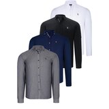Dewberry QUAD SET G674 MENS SHIRT-BLACK-WHITE-NAVY BLUE-SMOKED Cijene