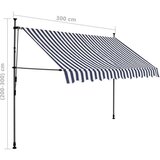  Tenda na ručno uvlačenje s LED svjetlima 300 cm plavo-bijela | shoptok.hr