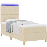  LED Box Spring Krevet s uzglavljem Krema 100 x 200 cm tkanina | shoptok.hr