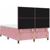  LED Box Spring Krevet Ružičasta 140 x 190 cm Baršun | shoptok.hr