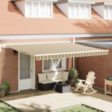 vidaXL Ručno uvlačiva tenda zelena i žuta 450x300 cm, Tenda zamjenska tkanina za okvir 4,5x3 m zelena i žuta | shoptok.hr