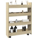  Uska kolica za pohranu s 4 razine boja hrasta konstruirano drvo | shoptok.hr