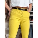 DStreet Spodnie damskie slim fit z paskiem LINESKA musztardowe | Shoptok.si