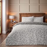 Catherine Lansfield Siva flanelna posteljnina za zakonsko posteljo 200x200 cm Grace Floral Leaf – | Shoptok.si