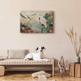  Slika - By an Asian pond - an illustration in the style of a Japanese engraving depicting a heron 120x80 Standard | shoptok.hr