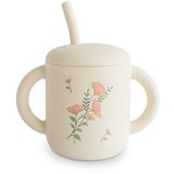 Mushie Silicone Training Cup Pink Flowers skodelica s slamico 170 ml | Shoptok.si
