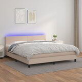  The Living Store Box spring postelja vzmetnico LED kapučino 180x200 cm um. usnje - Box Spring Postelja, (21458191) Cene