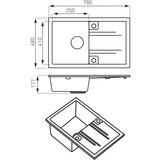 Ferro SUDOPERA GRANITNA FERRO 780X480 SIVA SA POP-UP SIFONOM fi115 | Eponuda.com