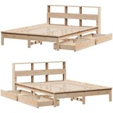 vidaXL Krevet s regalom za knjige bez madraca 120x200 cm od borovine | shoptok.hr
