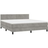  Box spring postelja z vzmetnico svetlo siva 160x200 cm žamet, (20899786) | Shoptok.si