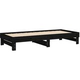  Izvlečna dnevna postelja črna 2x(100x200) cm trdna borovina, (20724457) | Shoptok.si