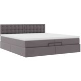 vidaXL Otomanski posteljni okvir z vzmetnicami siv 200x200cm um. usnje, (21609406) | Shoptok.si