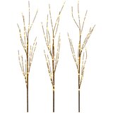  LED bakrena ukrasna božićna grana 3 kom. Smeđa 62 cm Čelik | shoptok.hr