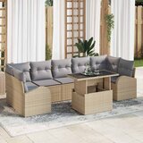vidaXL Vrtna sedežna garnitura 8 pcs Bež 100 x 55 x 73 cm Poly ratan, (5000020635) | Shoptok.si