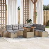 vidaXL 9-dijelni Sofa set za vrt s jastučićima Bež Poli ratan Cijene