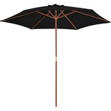  Vrtni suncobran s drvenom šipkom crni 270 cm | shoptok.hr