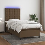 The Living Store Box spring postelja z vzmetnico LED temno rjava 100x200cm blago - Box Spring Postelja, (21515656) Cene