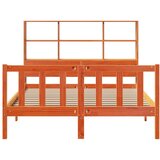 vidaXL Knjižna postelja brez vzmetnice vošč. rjava 140x190 cm borovina | Shoptok.si