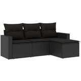  The Living Store Vrtna sedežna garnitura 4-delna z blazinami črna poli ratan - Vrtna Sedežna Garniture, (21452396) | Shoptok.si