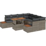 vidaXL 9 dijelni set sofe za vrt s jastučićima siva poli ratan | shoptok.hr
