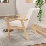  Tapecirana fotelja s naslonima za ruke blagovaonska stolica u izgledu lana okvir od punog drva 64 x 70 x 72 cm krem | shoptok.hr