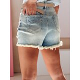 DStreet Spodenki damskie jeansowe z cyrkoniami LIKE A STAR niebieskie | shoptok.hr