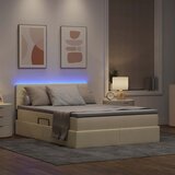  LED krevet za pohranu s madracem Krema 140 x 200 cm Tkanina | shoptok.hr