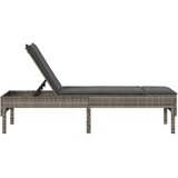  Ležaljka s jastukom siva 55x200x44 cm poli ratan | Shoptok.si