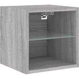  4-dijelni zidni TV elementi s LED svjetlima boja sivog hrasta | shoptok.hr