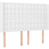  Posteljno vzglavje belo 147x16x118/128 cm umetno usnje, (20951715) | Shoptok.si