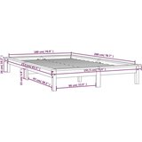  Za krevet od borovine crni 180 x 200 cm 6FT veliki bračni | shoptok.hr