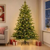  Umjetno božićno drvce s nogom 180 cm 300 LED lampica - Zelena 180 cm s LED svjetlima | shoptok.hr