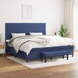 vidaXL Box spring postelja z vzmetnico moder 200x200 cm blago, (20895390) | Shoptok.si