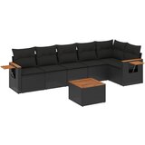 vidaXL Vrtna sedežna garnitura 7-delna z blazinami črn poli ratan, (21068971) | Shoptok.si