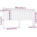  Uzglavlje za krevet crno 206 x 6 x 101 cm od masivne borovine | shoptok.hr