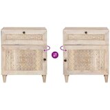 vidaXL Noćni ormarić s ladicama Bež 50 x 33 x 60 cm masivno drvo manga | shoptok.hr