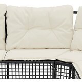  Vrtna sofa L-oblika s jastucima i tabureom crna od poliratana | shoptok.hr