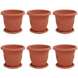  Lončki za rastline 6 pcs Kamnito rdeča Ø 22 x 18 cm Plastika, (5000207842) | Shoptok.si