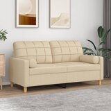 vidaXL Kavč dvosed z blazinami krem 140 cm blago Cene