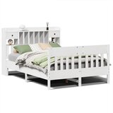 Maison Chic Posteljni okvir - Dvoposteljna postelja - Zakonska postelja brez vzmetnice bel 140x200 cm trdna borovina-J11472, (21768366) | Shoptok.si
