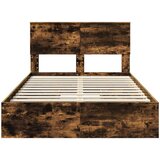  Postelja s shranjevanjem z vzglavjem Dimljeni oreh 135 x 190 cm, (5000106182) | Shoptok.si