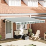 vidaXL Automatska uvlačna tenda Zelena i bijela 400x300 cm | shoptok.hr