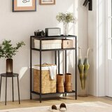  Konzolni stol s 3 police uski stol za ulaz čelični okvir za dnevni boravak/hodnik 55 cm crni | shoptok.hr
