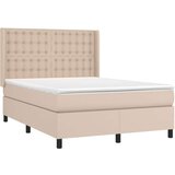 vidaXL Box spring postelja z vzmetnico kapučino 140x190cm um | Shoptok.si