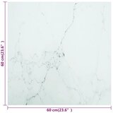 Stolna ploča bijela 60x60 cm 6 mm staklena s mramornim uzorkom | shoptok.hr