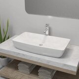 vidaXL Umivaonik s miješalicom keramički pravokutni bijeli | shoptok.hr