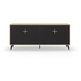 Marckeric Crna/u prirodnoj boji niska komoda u dekoru hrasta 185x79 cm Nola – Cijene
